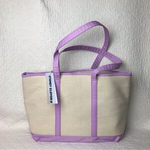 Stoney Clover Lane Canvas Tote in Cream with Lilac Trim